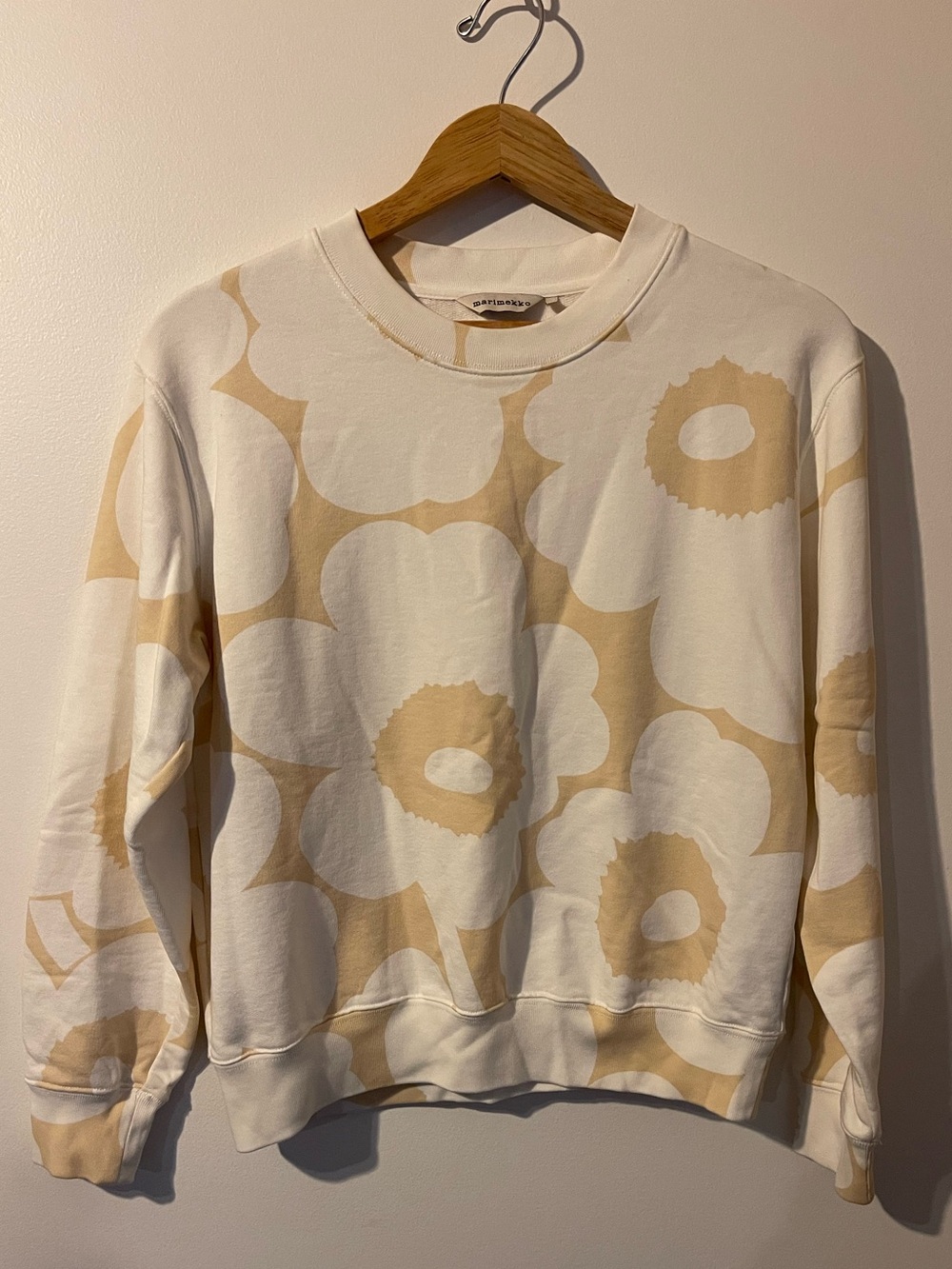 Marimekko Beige Cream Unikko Poppy Floral Sweatshirt XS